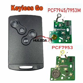 Smart Card Car Key 4 Buttons PCF7945/PCF7953 4A Chip 433Mhz for Renault Clio 4 Captur Passive Keyless Go Entry Remote 
