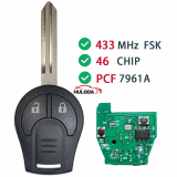 For Nissan Micra Note 2014 2015 2016 2017 Remote Car Key PCF7961A 46 Chip 433MHz TWB1G766