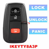 IKEYTY8A3T IKEYTY8A3P IKEYTY8A4TP Autel Toyota Universal Smart Key Toyota 8A Chip Remote work with Autel IMMO Tool KM100, IM508, IM608, Lock, Unlock, Trunk, Panic