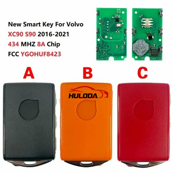 For Volvo New Smart Key 433.92mhz 8AChip Car Key FobRemote for Volvo S60S40 s90 Xc40 Xc60Xc90 V60 V90 2019-2024 PN:32256980 FCC: YGOHUF8423