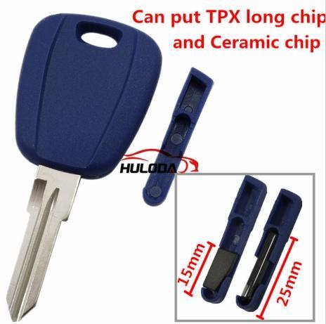 For Fiat transponder key blank with GT15R blade(can put TPX long chip and Ceramic chip) blank color is blue ,with SIP22 blade  NO LOGO 