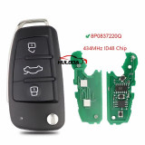 Remote Car Key For Audi Q7 B7 Q3 A3 TT A2 A8 A6 A6L A4 S5 C5 C6 B6 A4L A5 Q5 S LINE RS S1 S3 S4 8P0837220D 433Mhz ID48 Chip
