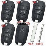 For Peugeot 208 2008 301 308 508 5008 RCZ For Citroen C-Elysee C4-Cactus Headlight Middle Remote Key Shell 3 Buttons Case（ no logo)