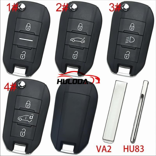 For Peugeot 208 2008 301 308 508 5008 RCZ For Citroen C-Elysee C4-Cactus Headlight Middle Remote Key Shell 3 Buttons Case（ no logo)