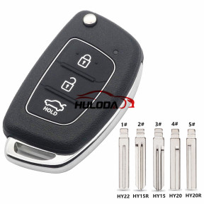 3 Buttons car symbol Flip Remote Car Key Case For Hyundai Solaris Verna ELANTRA Santa