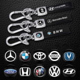 Car keychain hanging rope, high-end fashion, men's and women's anti loss key real belt, car key special metal buckle