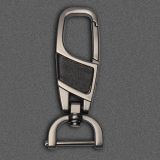 Metal car keychain gun color silver brown leather hook buckle screw rod hanging buckle with screwdriver spring dog buckle