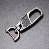 Metal car keychain gun color silver brown leather hook buckle screw rod hanging buckle with screwdriver spring dog buckle