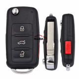 For VW Jetta CADDY EOS GTI Golf Passat Tiguan 3+1 Buttons NBG010180T ​5K0837202AE Flip Folding Remote Key