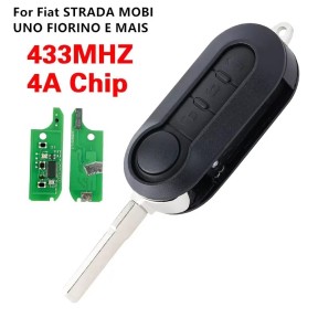 For Fiat STRADA MOBI UNO FIORINO E MAIS 3 Buttons 433.92 MHz 4A CHIP Folding Flip Remote Car Key FOB Replacement