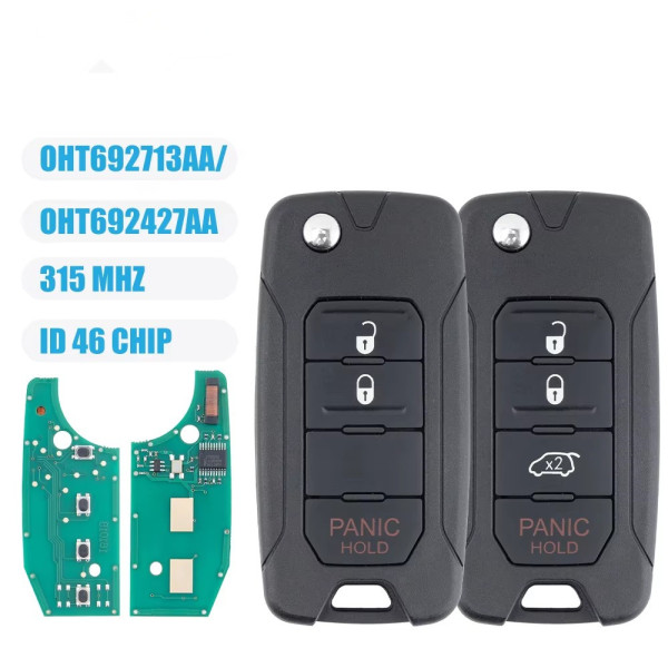 For Chrysler 200 300 Sebring PT Cruiser Libertycar key OHT692427AA 315MHz ID46 Chip 3/4B Modified Flip Remote Car Key Fob