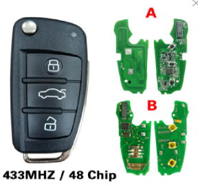For Audi A1 Q3 3-key folding key 433MHz i48 chip 8X0 837 220 D