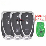 For Chevrolet Orlando JM Trax tracker 4A chip locks 433MHz 2/3 button sensing car remote key, suitable