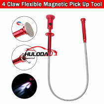 62cm Magnetic Pick Up Tool Led Light Magnet 4 Claw Flexible Telescopic Grabber Red colour 62cm Magnetic Pick Up Tool Led Light Magnet 4 Claw Flexible Telescopic Grabber Red colour