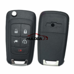 5 Buttons Flip Replacement Remote Car Key Shell Case with HU100 blade For Chevrolet Cruze for opel for buick (with cross emblem )