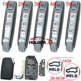 For Kia 3/4 button remote key blank With battery holder without emblem