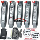 For Kia 3/4 button remote key blank With battery holder with emblem