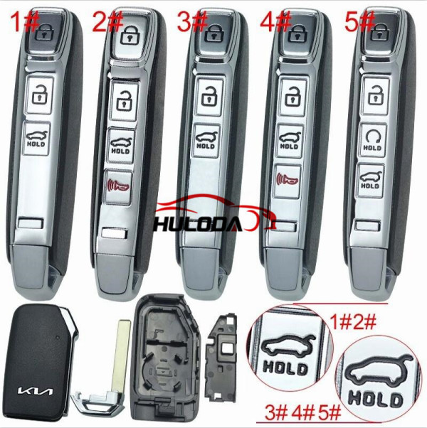 For Kia 3/4 button remote key blank With battery holder with emblem
