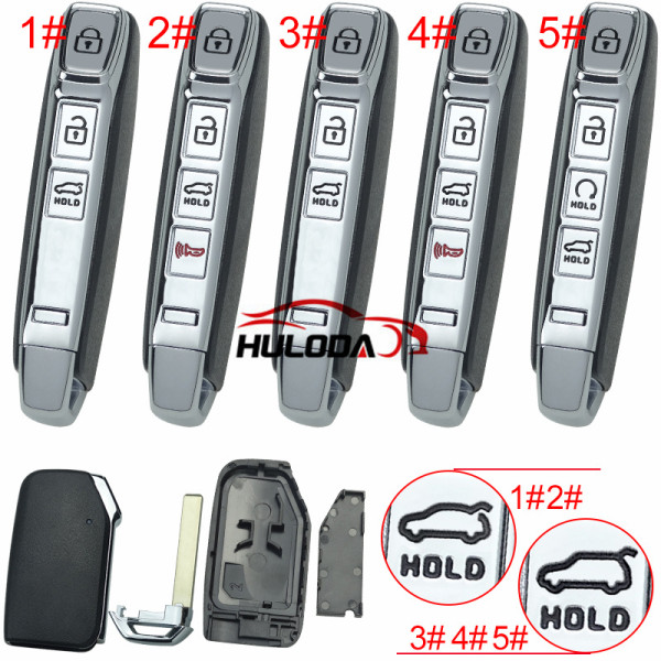 For Kia 3/4 button remote key blank Without battery holder without emblem