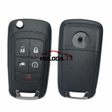 5 Buttons Flip Replacement Remote Car Key Shell Case with HU100 bladeFor Chevrolet Cruze for opel for buick (with round emblem）