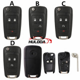 3/4/5 Buttons Flip Replacement Remote Car Key Shell Case with HU100 bladeFor Chevrolet Cruze for opel for buick (with round emblem）