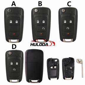 3/4/5 Buttons Flip Replacement Remote Car Key Shell Case with HU100 blade For Chevrolet Cruze for opel for buick (no emblem）