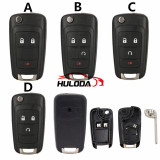 3/4/5 Buttons Flip Replacement Remote Car Key Shell Case with HU100 blade For Chevrolet Cruze for opel for buick (with cross emblem )