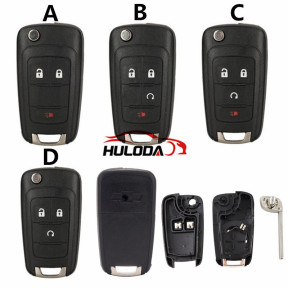 3/4/5 Buttons Flip Replacement Remote Car Key Shell Case with HU100 blade For Chevrolet Cruze for opel for buick (with cross emblem )