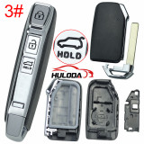 For Kia 3/4 button remote key blank With battery holder with emblem