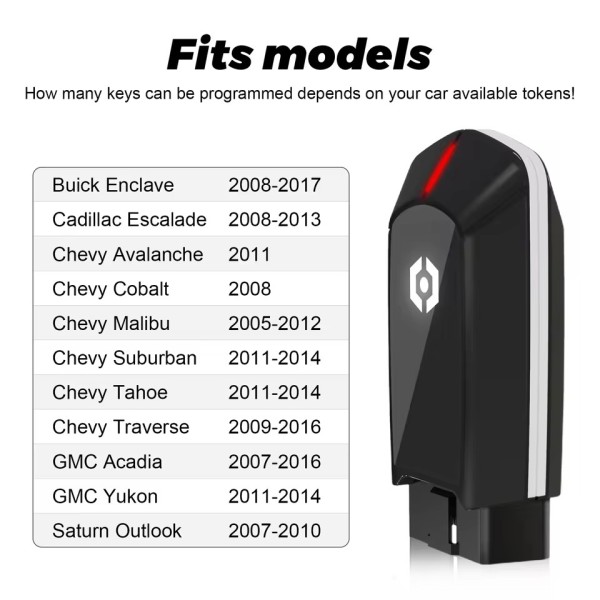 Car FOB Key Programmer, Remote Transponder Keys, Fob Programming Tool for Buick, GMC, Chevrolet, OBDII, Fob, Fob, OBD2 Connector