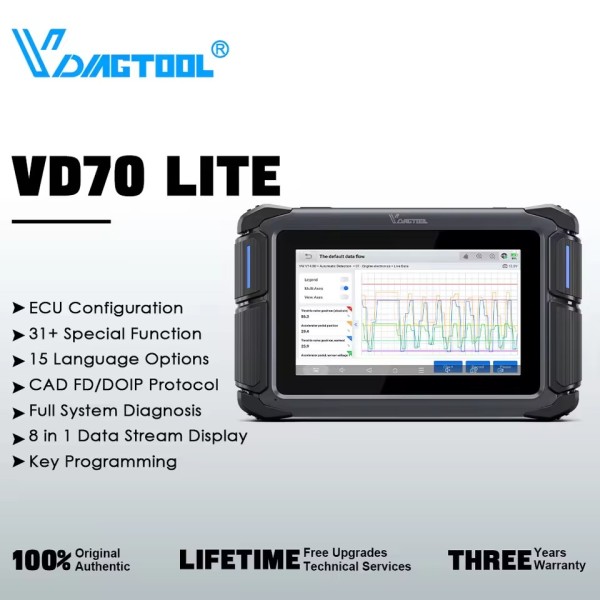 VDIAGTOOL Vd70 Lite Car Diagnostic Tool, Dpf,IMMO,31+Services , CANFD,Bi-Directional Control Car Scanner Full Diagnosis Serving