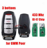 3 Bottons ID47 Chip 433mhz Car Key Fob Case Shell Housing for GWM Cannon Poer Haval Hover H4 H6 H7 H9 F5 F7 H2S C30 C50 Coupe