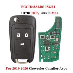jingyuqin Remote Car Key For Chevrolet Cavalier Aveo 2019 2020 3 Buttons 433MHz ID70Chip Control Alarm Fob 2ALBISG24 AFTERMARKET