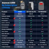 XTOOL Anyscan A30D BT OBD2 Scanner Full System 16+ Service Bidirectional Scan Tools Lifetime Free Update CAN FD FCA Andriod IOS