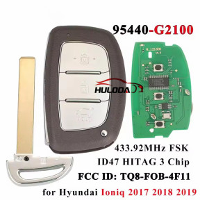 For  Hyundai Ioniq 2016 2017 2018 2019 433MHz FSK ID47 Chip 3Button Fob Keyless Go 95440-G2100 Smart Remote Car Key Fob