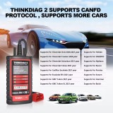 THINKCAR Thinkdiag 2 Full System Diagnostic Tool Support CAN FD ECU Coding Bi-Directional OBD2 Scanner 16 Service 1 Year Free
