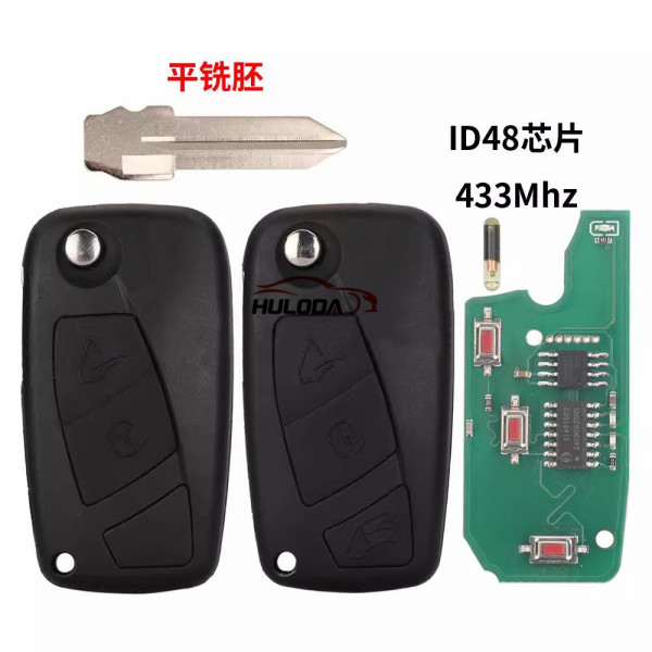 For Fiat Iveco 2-key 3-key remote control car key ID48 chip 433 frequency flat milling embryo