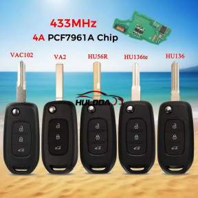 For Renault Kadjar Captur Megane 3 Symbol Logan 2 Sandero 2 Dacia Duster 3BNT 4A PCF7961M Chip 433Mhz Flip Remote Key