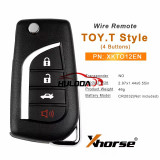 Xhorse XKTO12EN 2nd Generation Wire Remote Key TOY.T Style Flip 4 Buttons