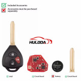 Xhorse XKTO24EN 2nd Generation Wire Remote Key for Toyota Style 3 Buttons