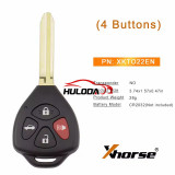 Xhorse XKTO22EN 2nd Generation Wire Remote Key for Toyota Style Flat 4 Buttons