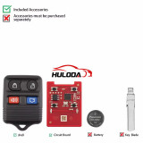 XHORSE XKFO22EN for Ford Models 4 Buttons Split Square Second Generation Wired Remote Key