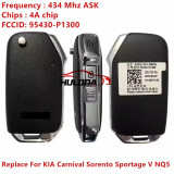 Original PCB P/N: 95430-P1300 3 Buttons For KIA Sportage V NQ5 Flip Remote Control PCF7939M 4A Chip 433MHz Car Key Fob