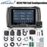 Lonsdor K518 Pro Full Version Key Programmer with 2pcs LT20+ for Toyota FP30 Cable+ for Nissan BCM CableJCD for JLR ADP Adapter
