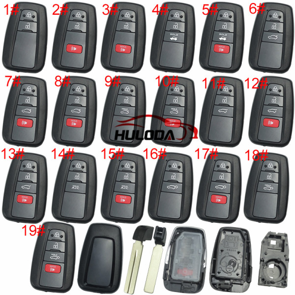 For Toyota Smart Key Fob Shell Case Replacement for 2018+ Camry Fits OEM Board 0410C 0010A & Aftermarket Board FT02 Factory Style Key Housing no emblem