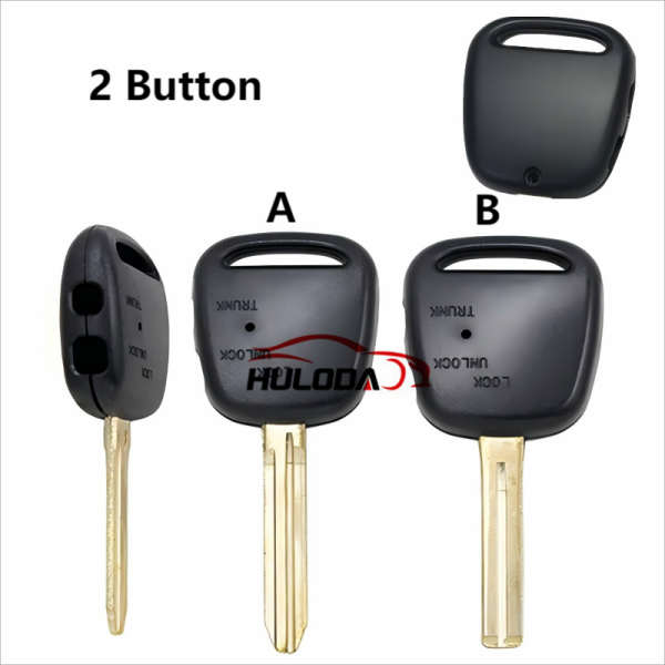 For Toyota 2 button remote key blank with TOY43 blade , Button on the side (no emblem)