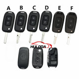 For new Renault 2 button flip remote key blank with emblem