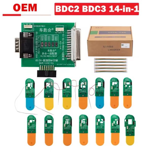 OEM BDC2 BDC3 14-in-1 Adapter Kit for VAG 5C/ 5D/Porsche/AUDI A3/BMW Encrypted Key Programming Work with Autel/ KD-X4/ VVDI2