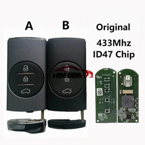 Original 3 Button FSK 433Mhz ID47 Chip Remote Car Key For Chery Exeed Smart Control Car Key with  Small Key Blade