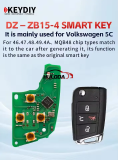 KEYDIY KD DZ-ZB15-4 Smart Key Fob with 4 Buttons Key Shell for Volkswagen 5C Audi Seat Skoda MQB49 Type